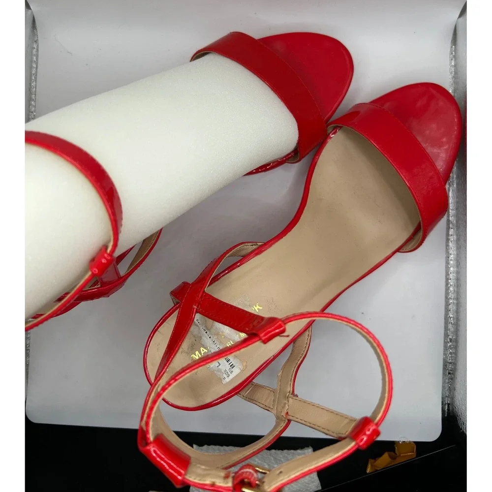 Marc New York Red Patent Leather‎ Ankle Strap Stiletto Heels Women Size 9.5